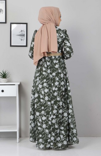 Çiçekli Anne Elbise 10024 Haki