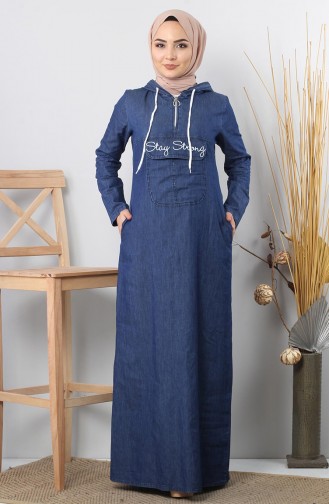 Robe Hijab Bleu Jean Foncé 9998.Koyu Kot