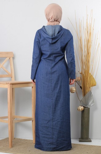 Dark Blue Jeans Hijab Dress 9998.Koyu Kot