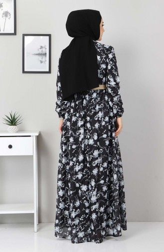 Schwarz Hijab Kleider 10024.Siyah