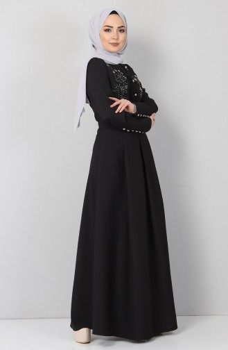 Schwarz Hijab Kleider 9417.Siyah