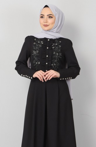 Schwarz Hijab Kleider 9417.Siyah