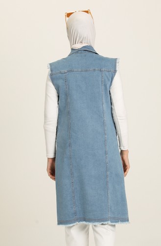 Jeansblau Strickjacke 6014.Açık Kot