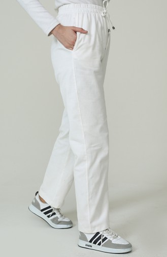 Beli Lastikli Kot Pantolon 3603-11 Beyaz