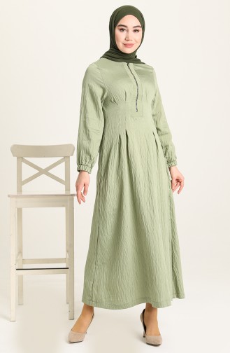 Fermuarlı Elbise 5389-02 Haki
