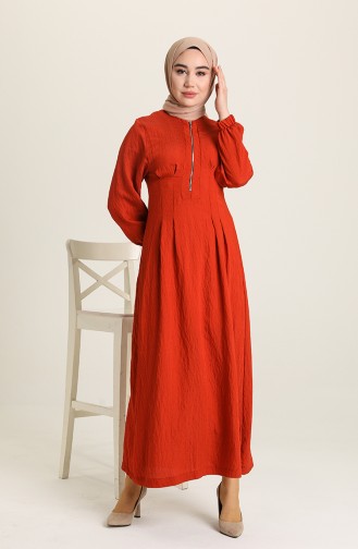 Brick Red Hijab Dress 5389-03