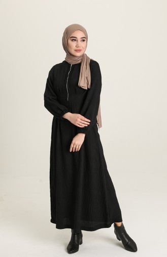 Fermuarlı Elbise 5389-05 Siyah