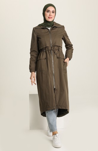 SUKRAN Zippered Coat 35777-04 Khaki Green 35777-04