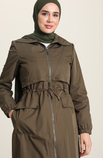 SUKRAN Zippered Coat 35777-04 Khaki Green 35777-04