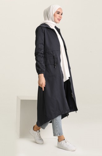 SUKRAN Zippered Coat 35777-03 Navy Blue 35777-03