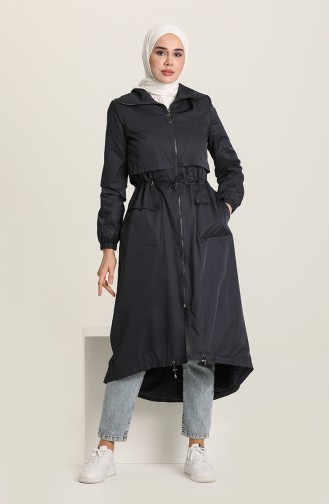 SUKRAN Zippered Coat 35777-03 Navy Blue 35777-03