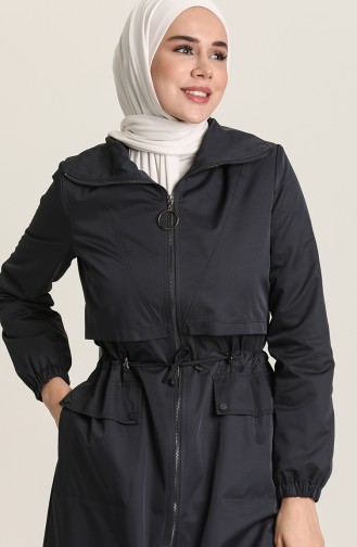 SUKRAN Zippered Coat 35777-03 Navy Blue 35777-03