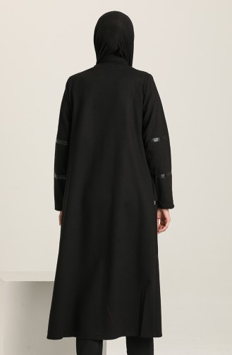 Cape mit Leder Detail 35790-02 Schwarz 35790-02