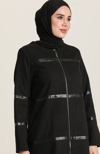 SUKRAN Leather Detail Cape 35790-02 Black 35790-02