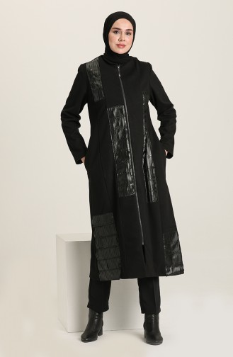 Cape mit Leder Detail 35791-02 Schwarz 35791-02