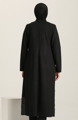 Cape mit Leder Detail 35791-02 Schwarz 35791-02