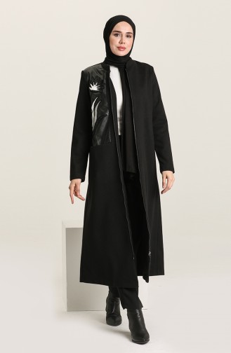 Cape a Fermeture Détail Cuir 35794-01 Noir 35794-01