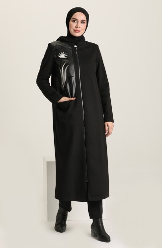 Cape a Fermeture Détail Cuir 35794-01 Noir 35794-01