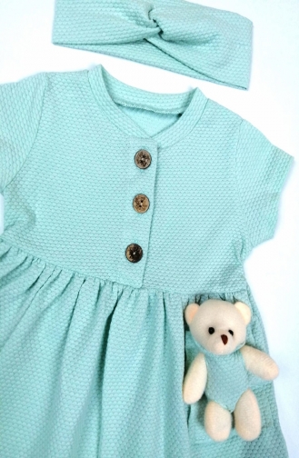 Sea Green Baby and Children`s Dress 0013-01