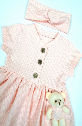 Aryakids Ayıcıklı Bandanalı Yazlık Elbise 0013-03 Pembe