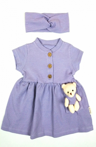Aryakids Ayıcıklı Bandanalı Yazlık Elbise 0013-04 Lila