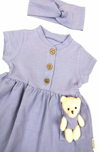 Aryakids Ayıcıklı Bandanalı Yazlık Elbise 0013-04 Lila