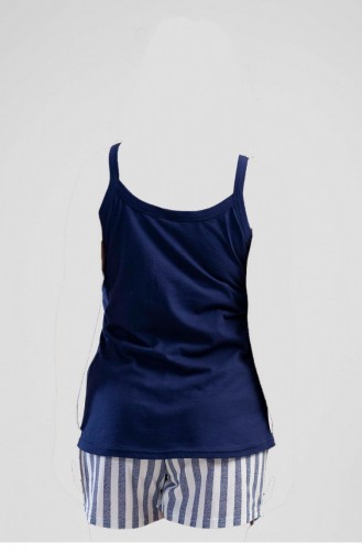 Pamuklu Büyük Beden Ip Askılı Şortlu Pijama Takım 1101130448 Indıgo