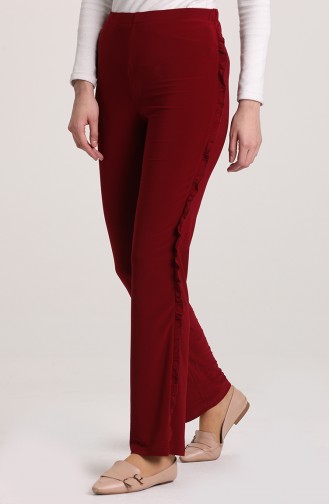 Ruffle Detailed Pants 1019-01 Claret red 1019-01