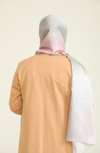 Degrade Desen Dora Saten Seri Şal Eşarp Askısı İle Birlikte 75X200 Pembe Gri