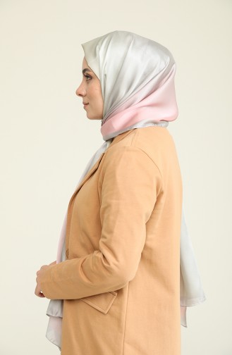 Degrade Desen Dora Saten Seri Şal Eşarp Askısı İle Birlikte 75X200 Pembe Gri