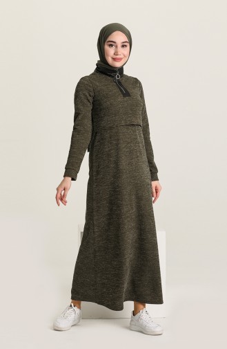 Khaki Hijab Dress 3082-02