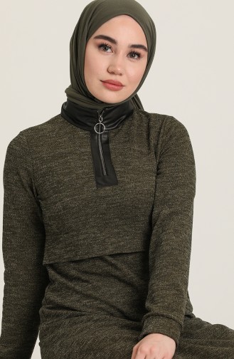 Khaki Hijab Dress 3082-02