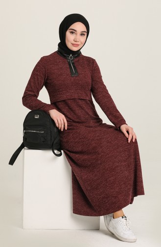 Claret Red Hijab Dress 3082-03