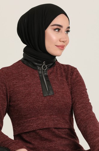 Claret Red Hijab Dress 3082-03