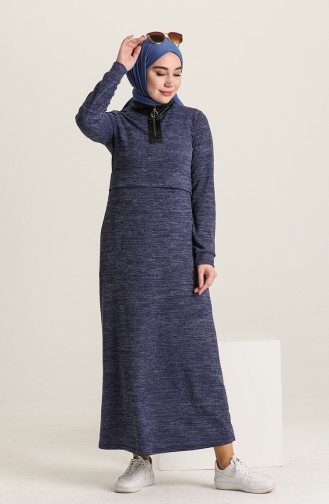 Navy Blue Hijab Dress 3082-04