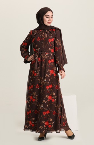 Brown Hijab Dress 60227-01