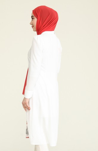 Hidden Buttoned Tunic 0006-01 White 0006-01