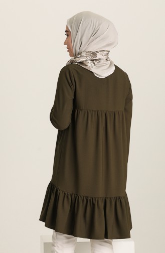 Blouse a Froufrous et Collier 4401-03 Vert Khaki 4401-03