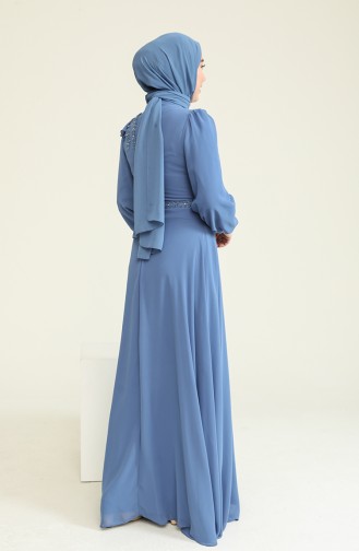 Indigo Hijab-Abendkleider 3402-02