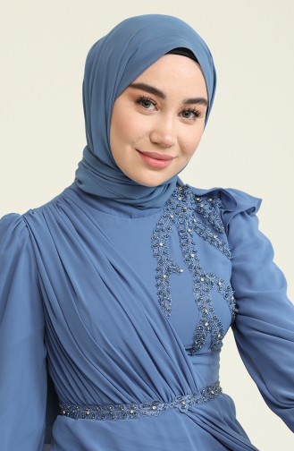 Indigo Hijab-Abendkleider 3402-02