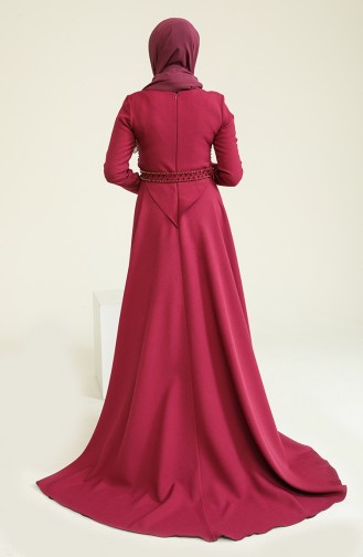 Plum Hijab Evening Dress 0010-01