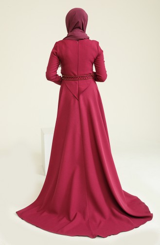 Merve Arslan Robe Bordée de Perles 0010-01 Plum 0010-01