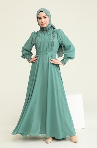 Mint Green Hijab Evening Dress 52781-06