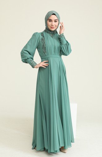 Mint Green Hijab Evening Dress 52781-03