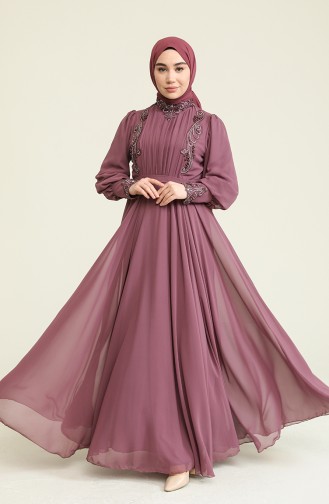 Dusty Rose Hijab Evening Dress 52781-07