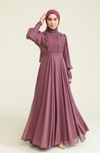 Dusty Rose Hijab Evening Dress 52781-07