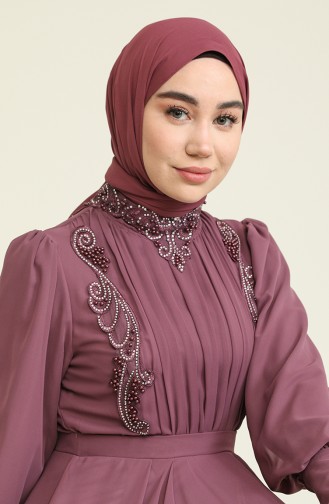 Dusty Rose Hijab Evening Dress 52781-07