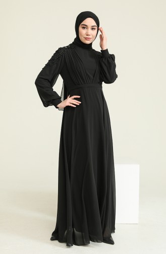 Schwarz Hijab-Abendkleider 52813-01