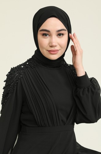 Schwarz Hijab-Abendkleider 52813-01