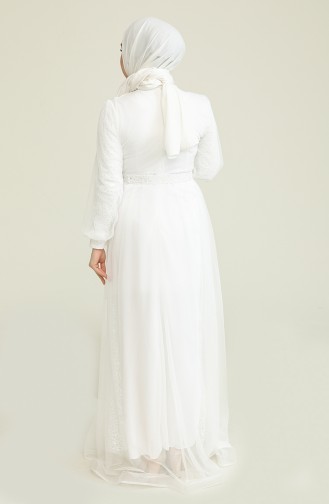 White Hijab Evening Dress 5629-06